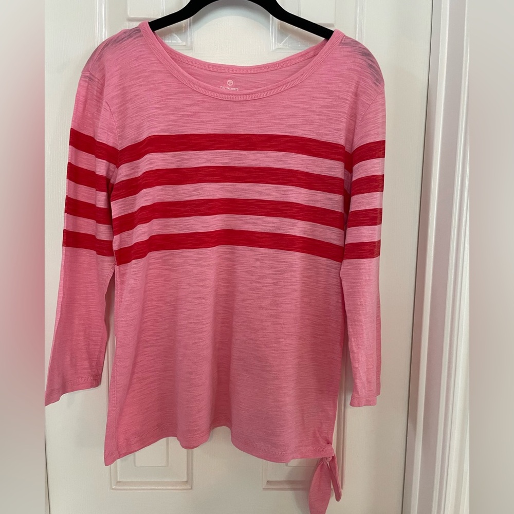 Pink Stripe Tie-Hem Top
